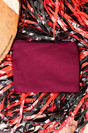 Game Day Y'all Burgundy and White Seed Bead Coin Purse - Wholesale Accessory Market