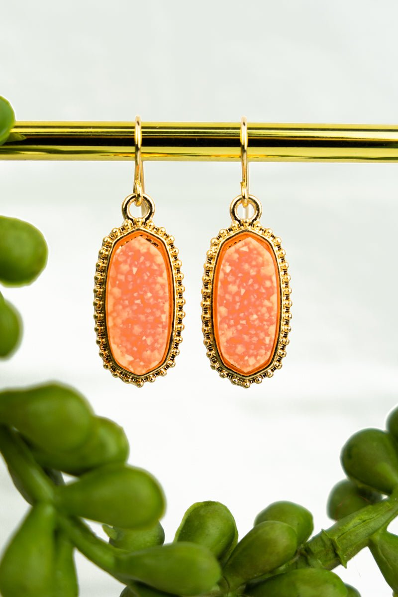 Anelise Peach Druzy Earrings - Wholesale Accessory Market