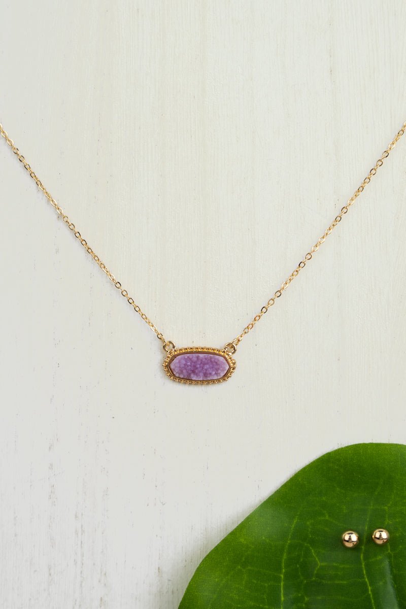 Anelise Lavender Druzy Necklace and Earrings Set - Wholesale Accessory Market