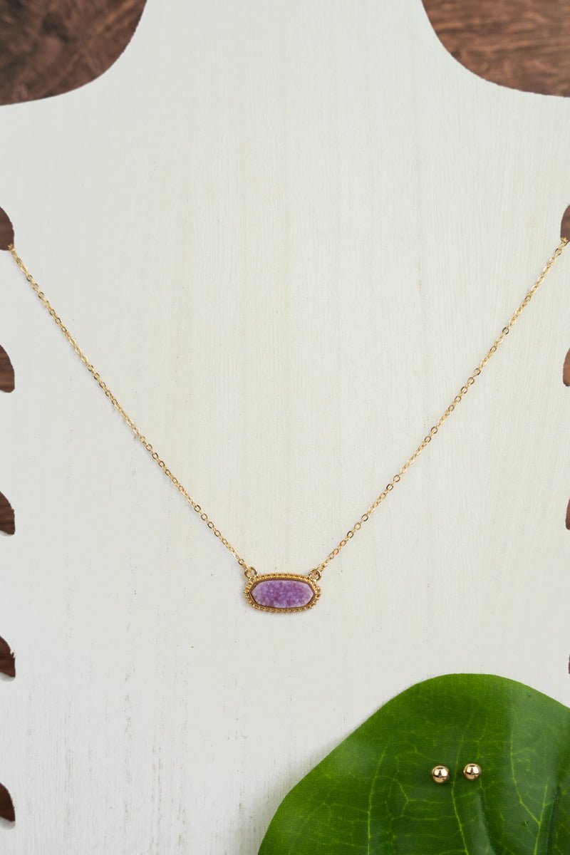 Anelise Lavender Druzy Necklace and Earrings Set - Wholesale Accessory Market