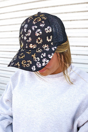 Lylah Leopard Mesh Ponytail Cap - Wholesale Accessory Market