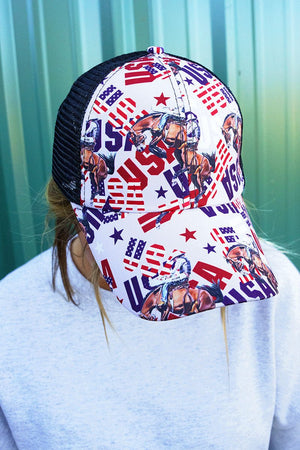 Patriotic Cowboy Mesh Ponytail Cap - Wholesale Accessory Market