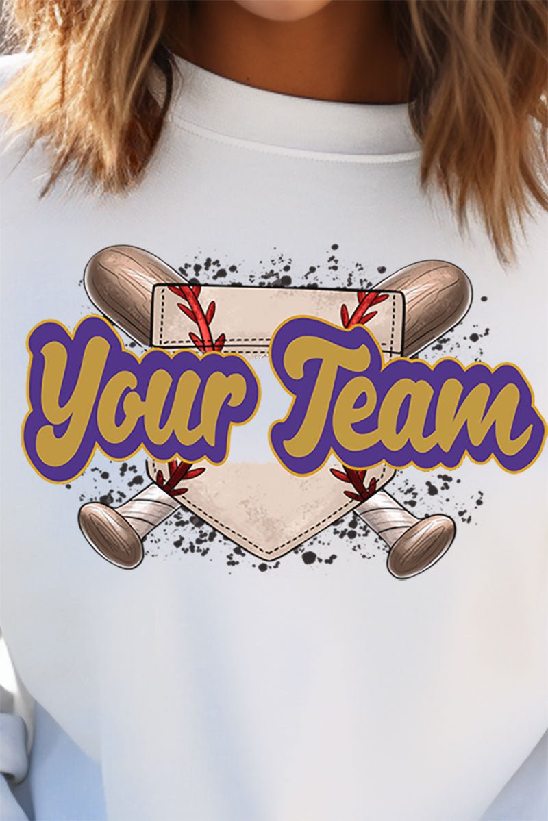 Baseball Home Plate Purple And Gold Unisex NuBlend Crew Sweatshirt - Wholesale Accessory Market