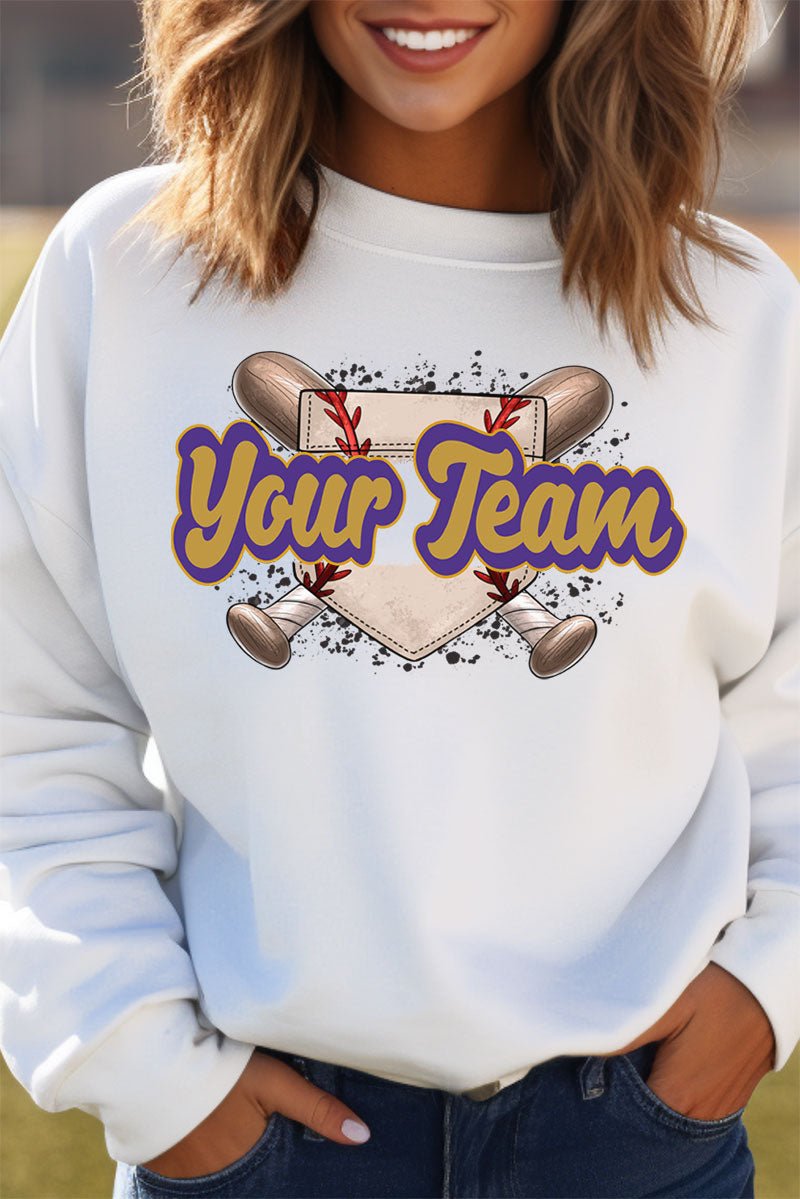 Baseball Home Plate Purple And Gold Unisex NuBlend Crew Sweatshirt - Wholesale Accessory Market