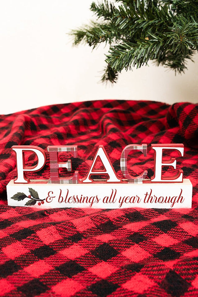 3.25 x 9.5 'Peace' Christmas Tabletop Word Sign - Wholesale Accessory Market