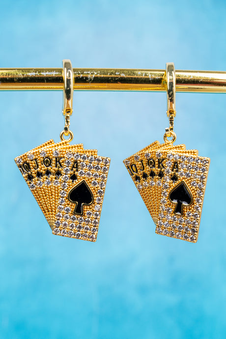 Shiny Luxe Lady Luck's Hand Goldtone Huggie Hoop Earrings