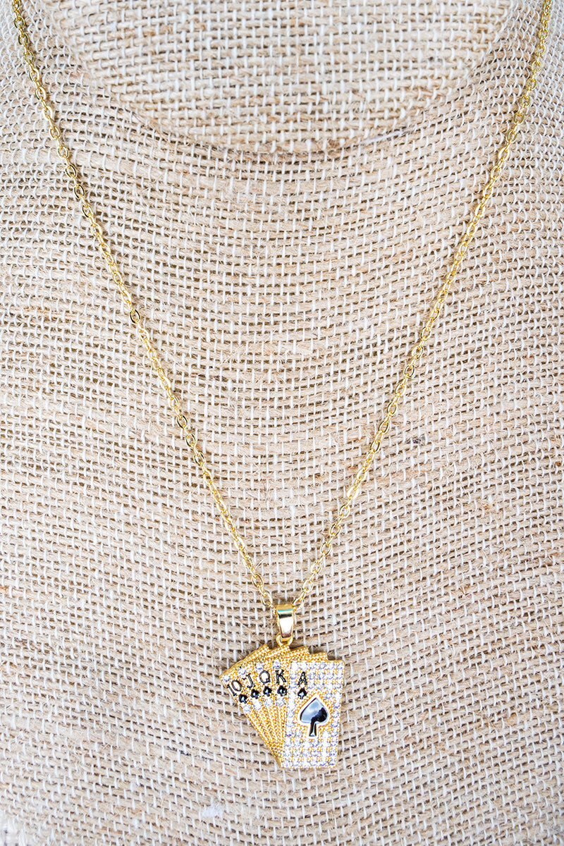 Shiny Luxe Lady Luck's Hand Goldtone Necklace