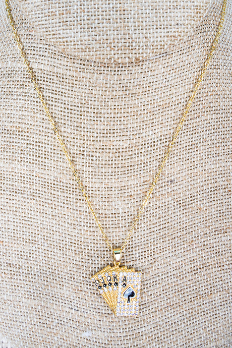 Shiny Luxe Lady Luck's Hand Goldtone Necklace
