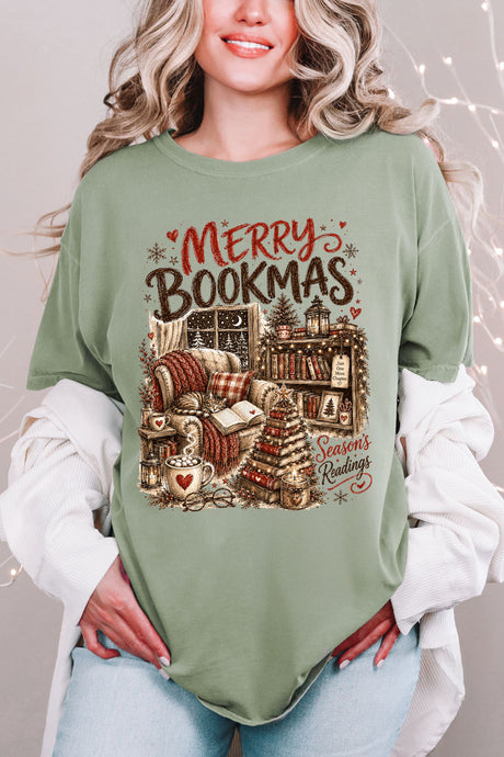 Merry Bookmas Comfort Colors Adult Ring-Spun Cotton Tee