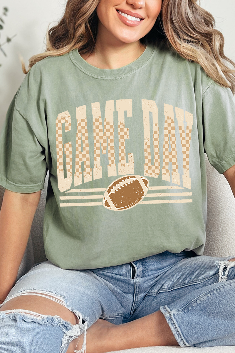 Checkered Taupe Game Day Comfort Colors Adult Ring-Spun Cotton Tee