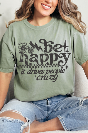 Black Be Happy Comfort Colors Adult Ring-Spun Cotton Tee