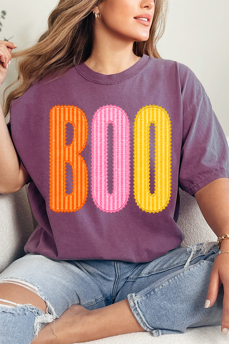 Candy Stripe Boo Comfort Colors Adult Ring-Spun Cotton Tee