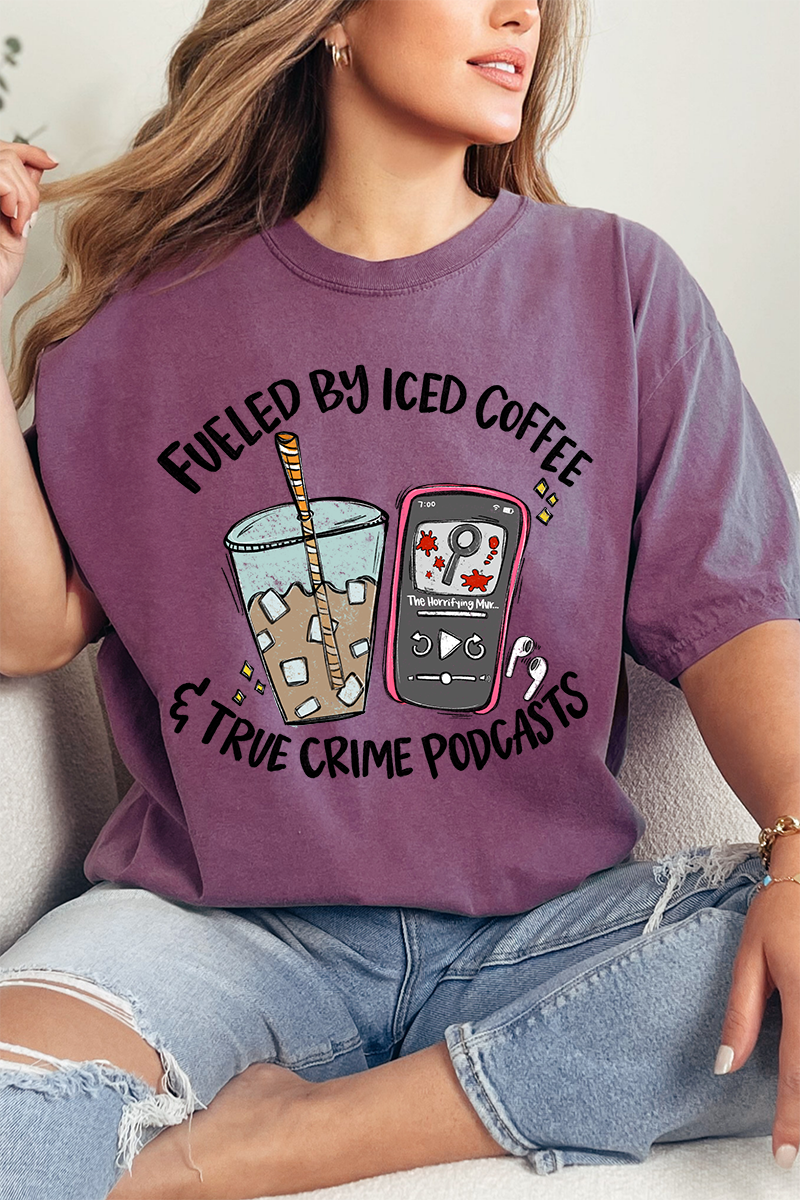 Iced Coffee & True Crime Comfort Colors Adult Ring-Spun Cotton Tee