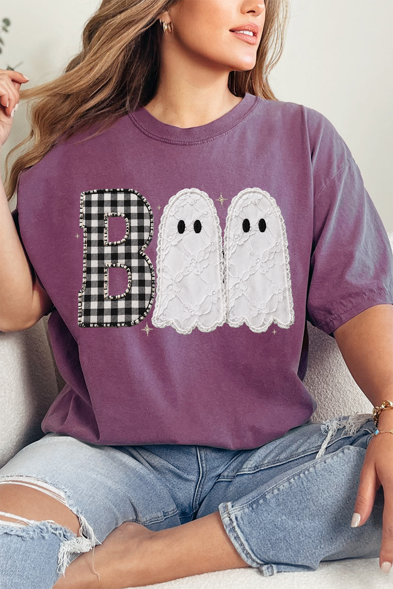 Gingham & Lace Boo Comfort Colors Adult Ring-Spun Cotton Tee