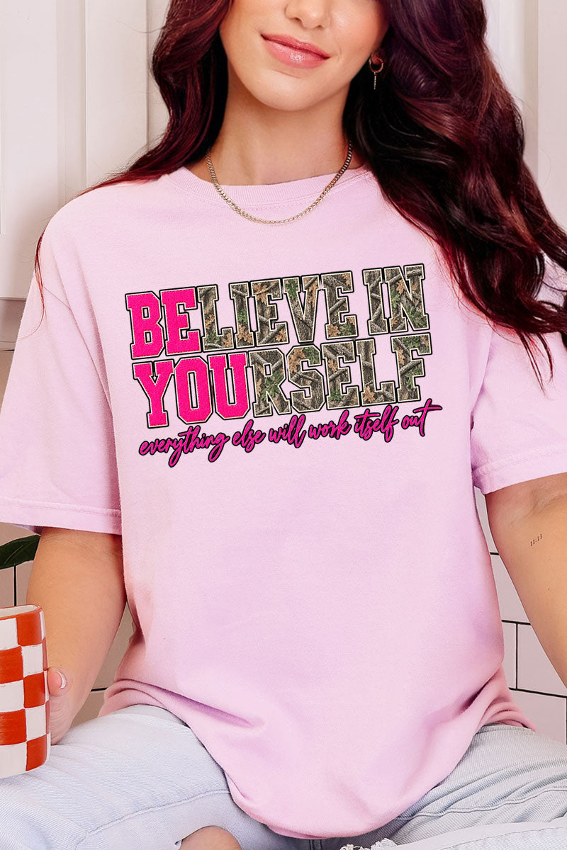 Believe In Yourself Pink Spark Comfort Colors Adult Ring-Spun Cotton Tee