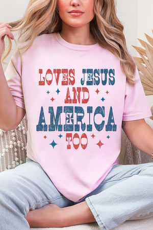 Retro Loves Jesus & America Too Comfort Colors Adult Ring-Spun Cotton Tee