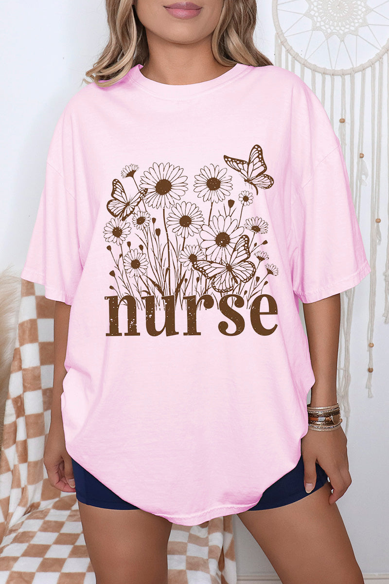 Wildflower Nurse Comfort Colors Adult Ring-Spun Cotton Tee