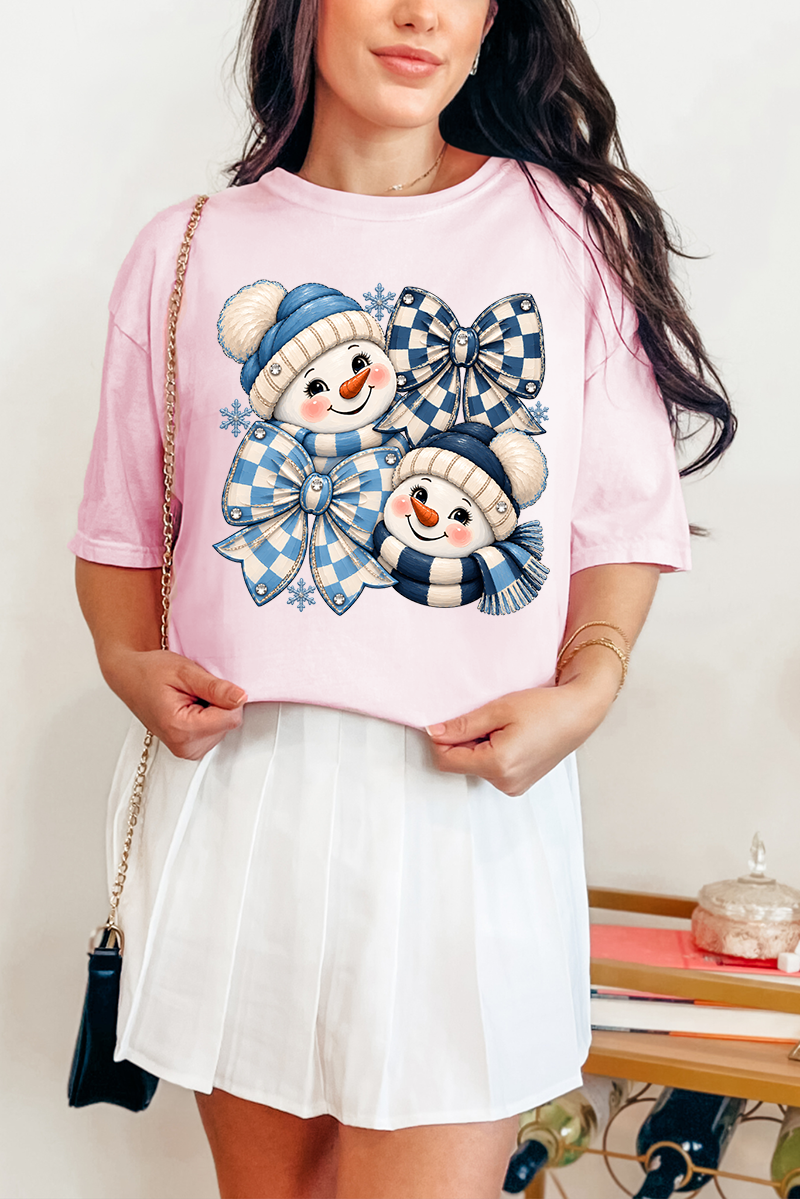 Winter Check Snowmen Comfort Colors Adult Ring-Spun Cotton Tee