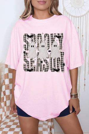 Spooky Season Gingham & Ghosts Comfort Colors Adult Ring-Spun Cotton Tee