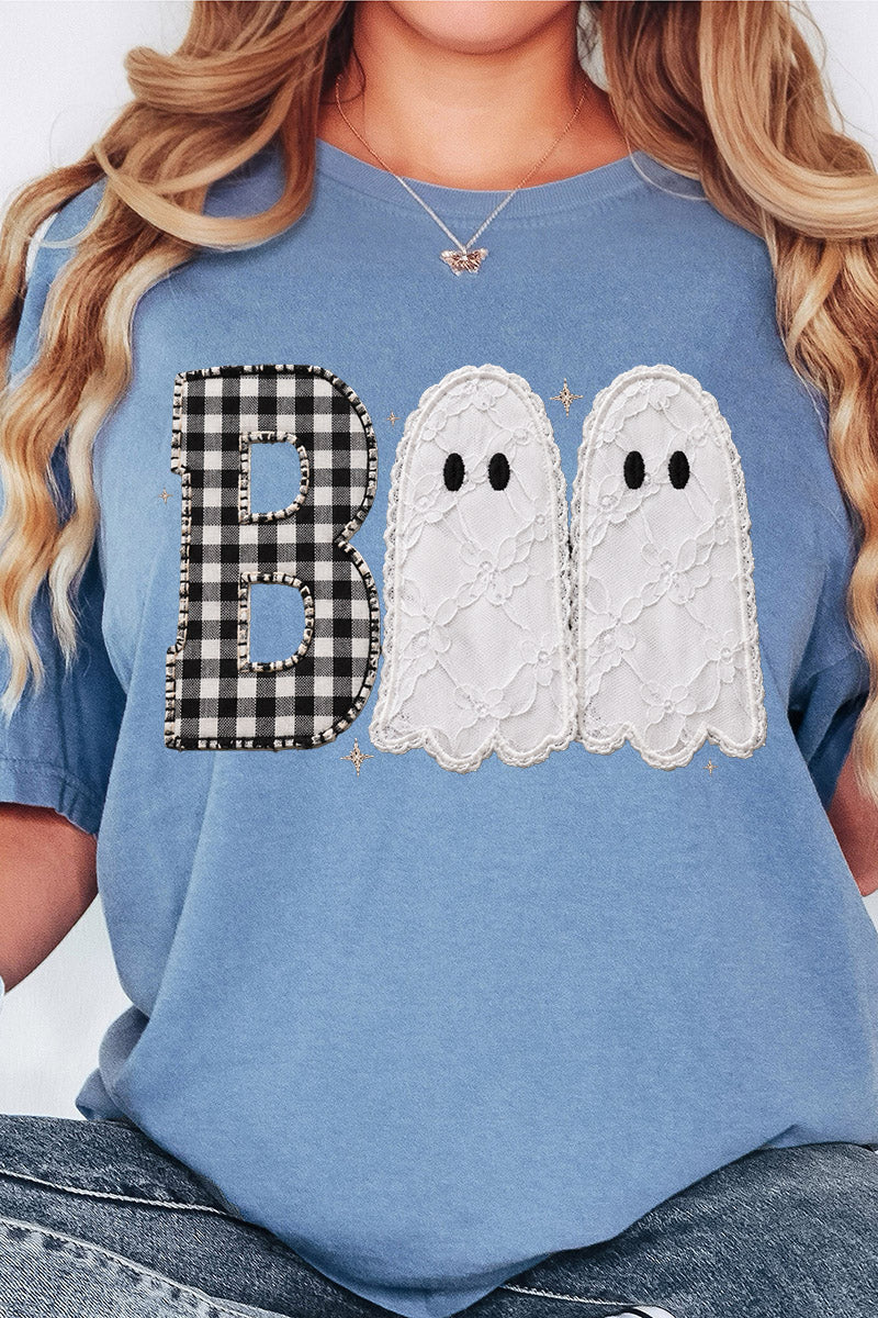 Gingham & Lace Boo Comfort Colors Adult Ring-Spun Cotton Tee