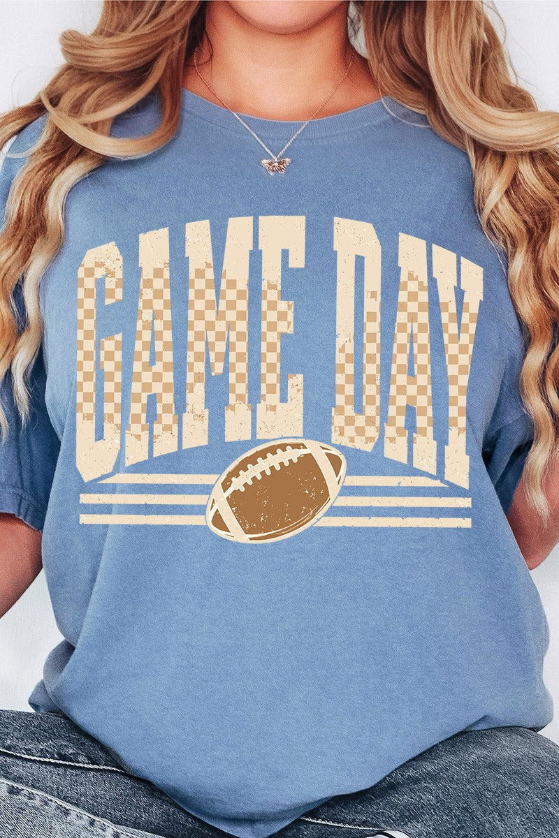 Checkered Taupe Game Day Comfort Colors Adult Ring-Spun Cotton Tee