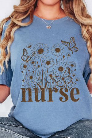 Wildflower Nurse Comfort Colors Adult Ring-Spun Cotton Tee
