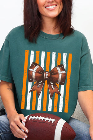 Fiery Orange & White Varsity Bow Comfort Colors Adult Ring-Spun Cotton Tee