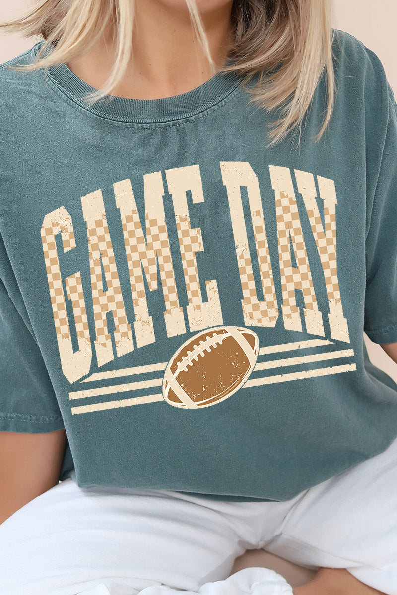 Checkered Taupe Game Day Comfort Colors Adult Ring-Spun Cotton Tee