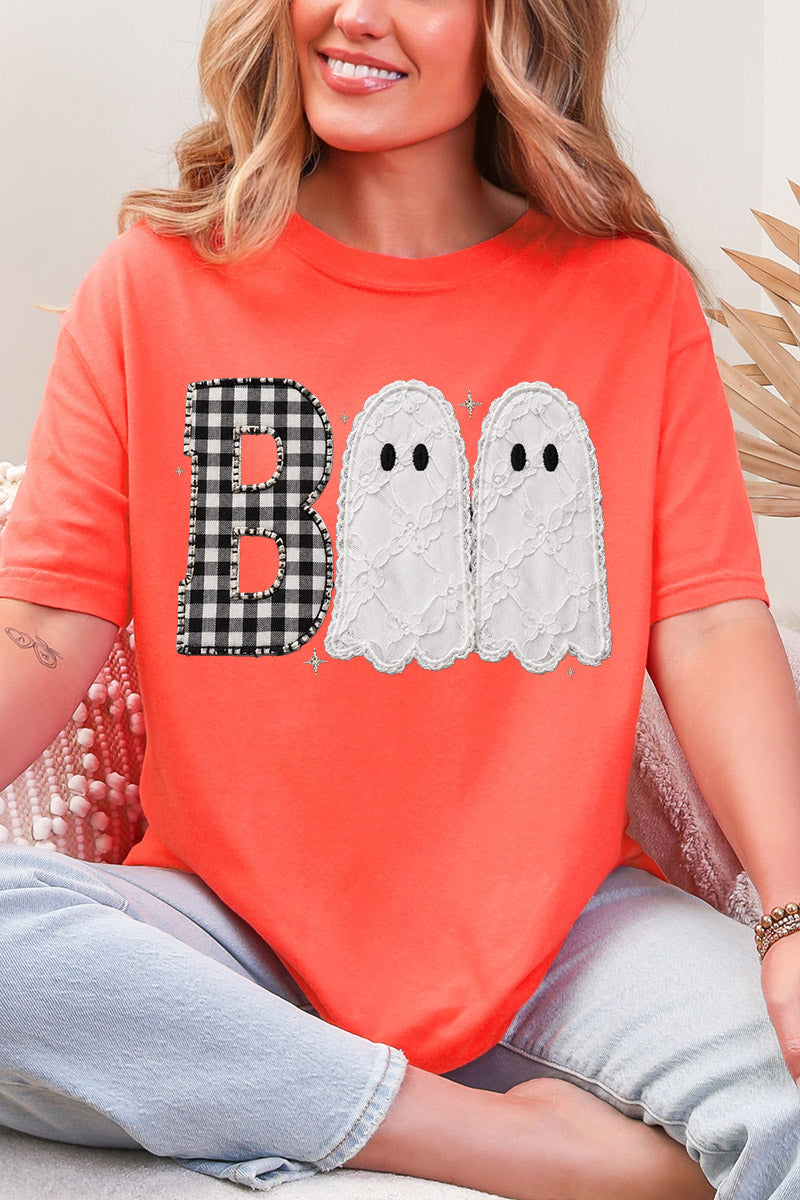 Gingham & Lace Boo Comfort Colors Adult Ring-Spun Cotton Tee