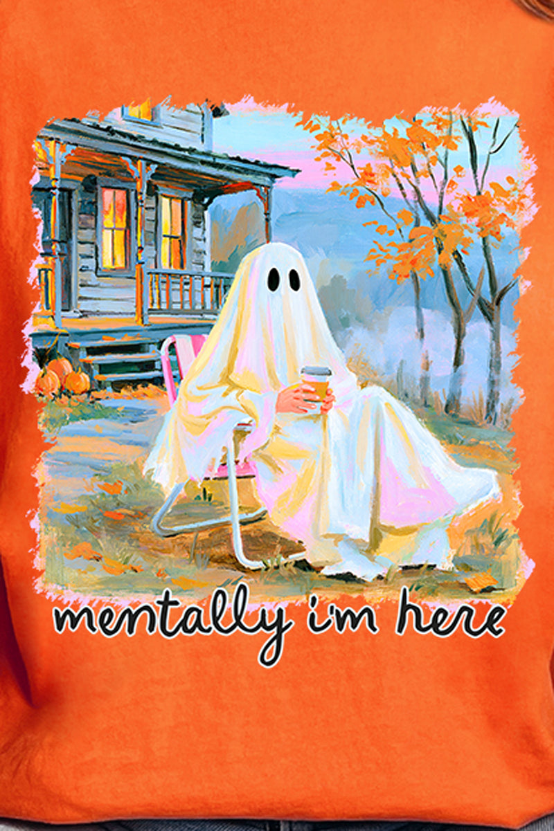 Ghost Mentally I'm Here Comfort Colors Adult Ring-Spun Cotton Tee