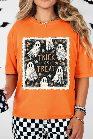 Trick Or Treat Ghost Crew Comfort Colors Adult Ring-Spun Cotton Tee
