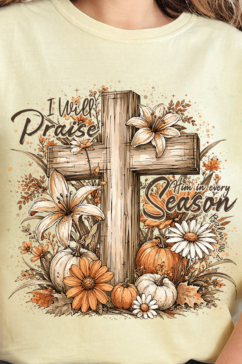 Harvest Praise Cross Comfort Colors Adult Ring-Spun Cotton Tee