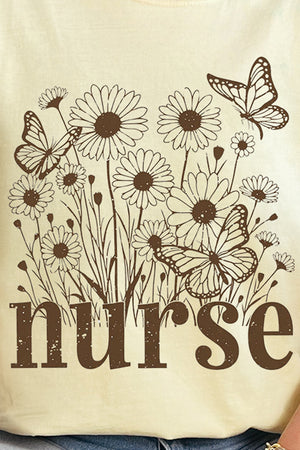 Wildflower Nurse Comfort Colors Adult Ring-Spun Cotton Tee