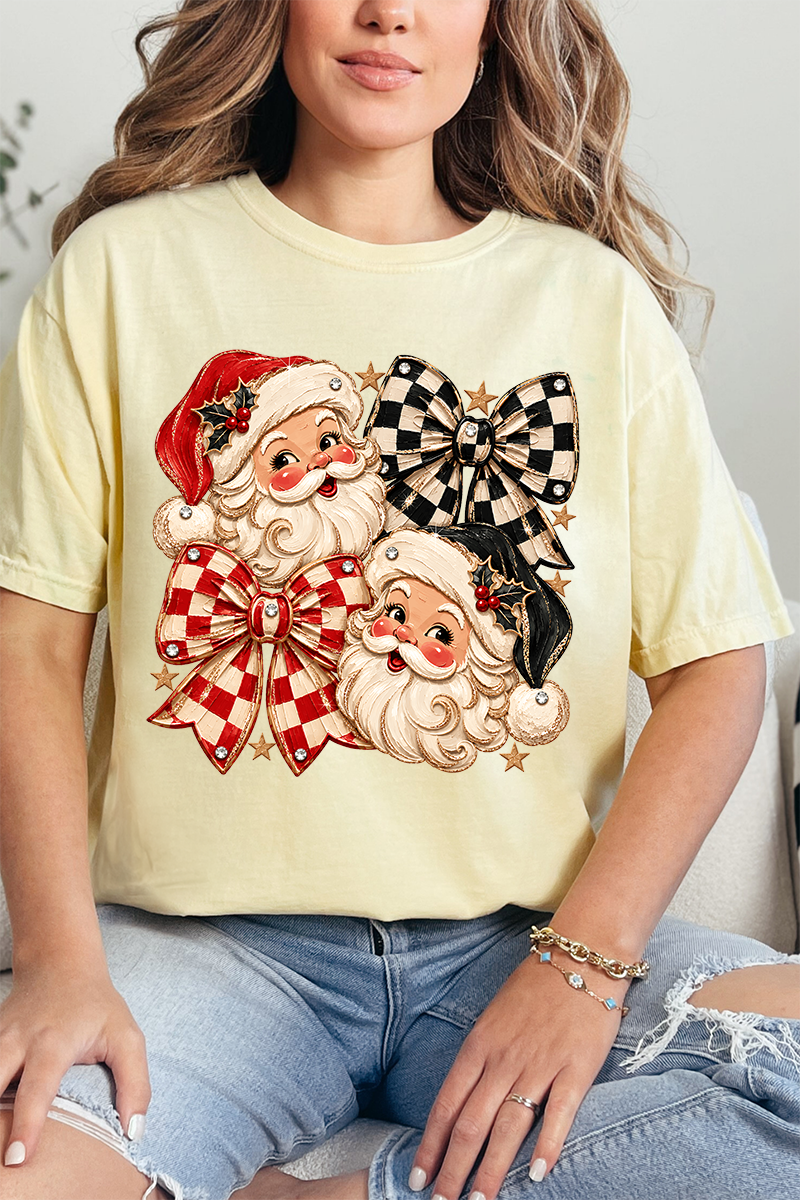 Merry Check Santa Comfort Colors Adult Ring-Spun Cotton Tee