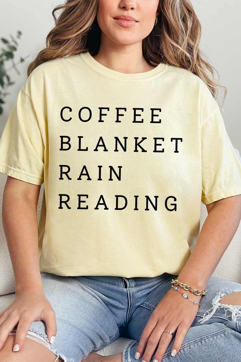 Coffee Blanket Rain Reading Comfort Colors Adult Ring-Spun Cotton Tee