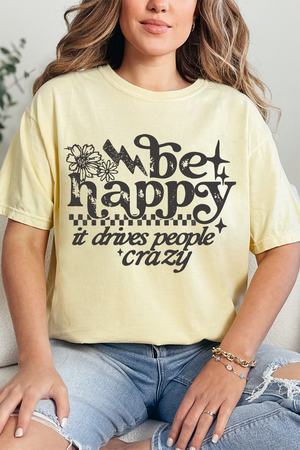 Black Be Happy Comfort Colors Adult Ring-Spun Cotton Tee
