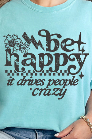 Black Be Happy Comfort Colors Adult Ring-Spun Cotton Tee