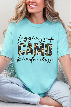 Leggings + Camo Kinda Day Comfort Colors Adult Ring-Spun Cotton Tee