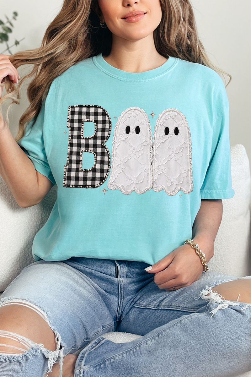 Gingham & Lace Boo Comfort Colors Adult Ring-Spun Cotton Tee