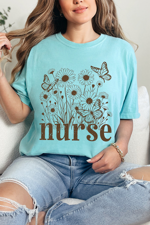 Wildflower Nurse Comfort Colors Adult Ring-Spun Cotton Tee