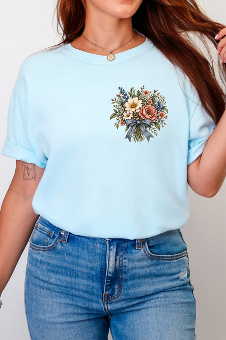 He Restores My Soul Bouquet Front & Back Comfort Colors Adult Ring-Spun Cotton Tee