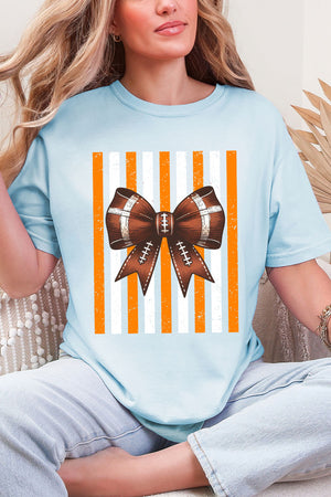 Fiery Orange & White Varsity Bow Comfort Colors Adult Ring-Spun Cotton Tee