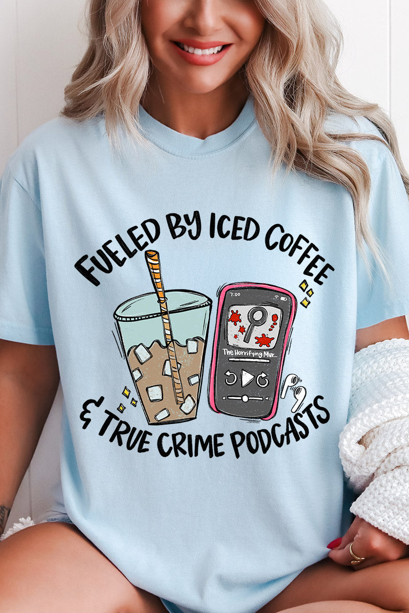 Iced Coffee & True Crime Comfort Colors Adult Ring-Spun Cotton Tee
