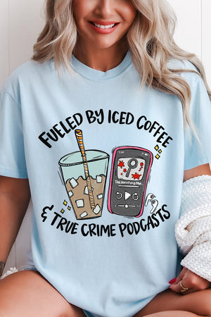Iced Coffee & True Crime Comfort Colors Adult Ring-Spun Cotton Tee