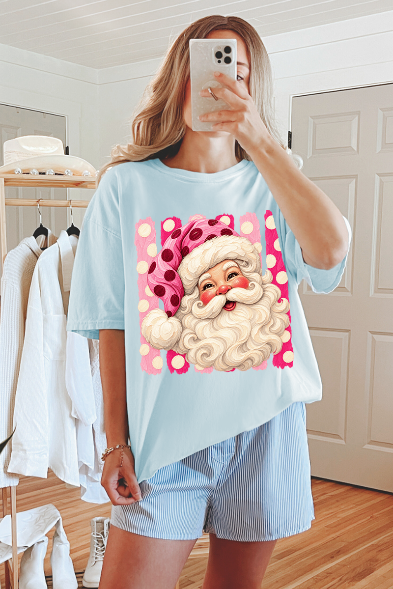 Pink Dot Jolly Santa Comfort Colors Adult Ring-Spun Cotton Tee