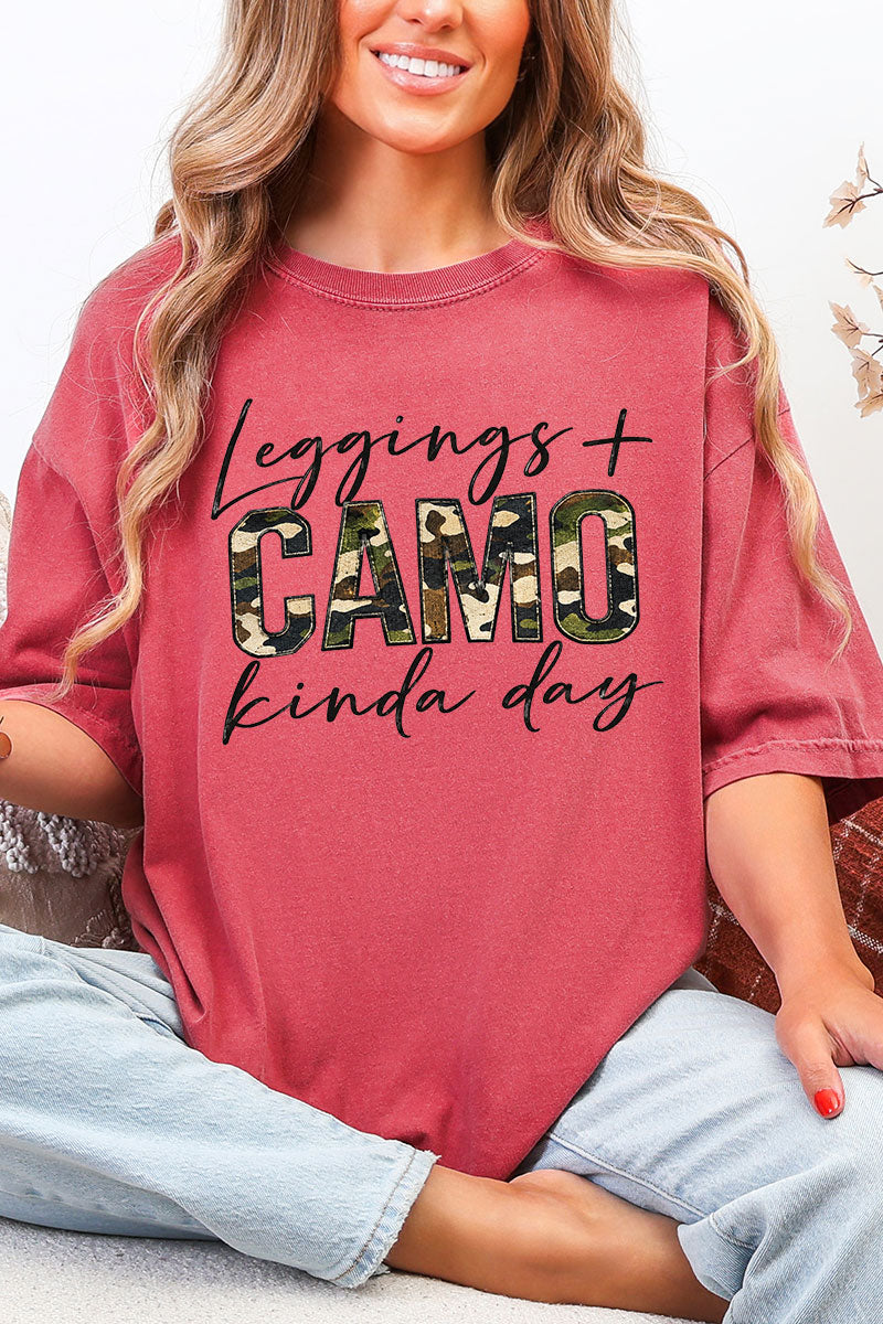 Leggings + Camo Kinda Day Comfort Colors Adult Ring-Spun Cotton Tee