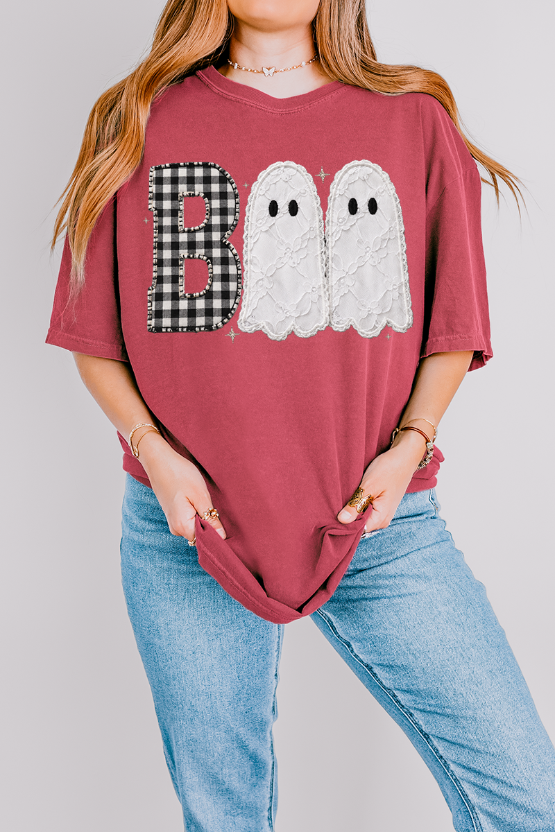 Gingham & Lace Boo Comfort Colors Adult Ring-Spun Cotton Tee