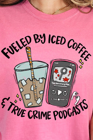 Iced Coffee & True Crime Comfort Colors Adult Ring-Spun Cotton Tee