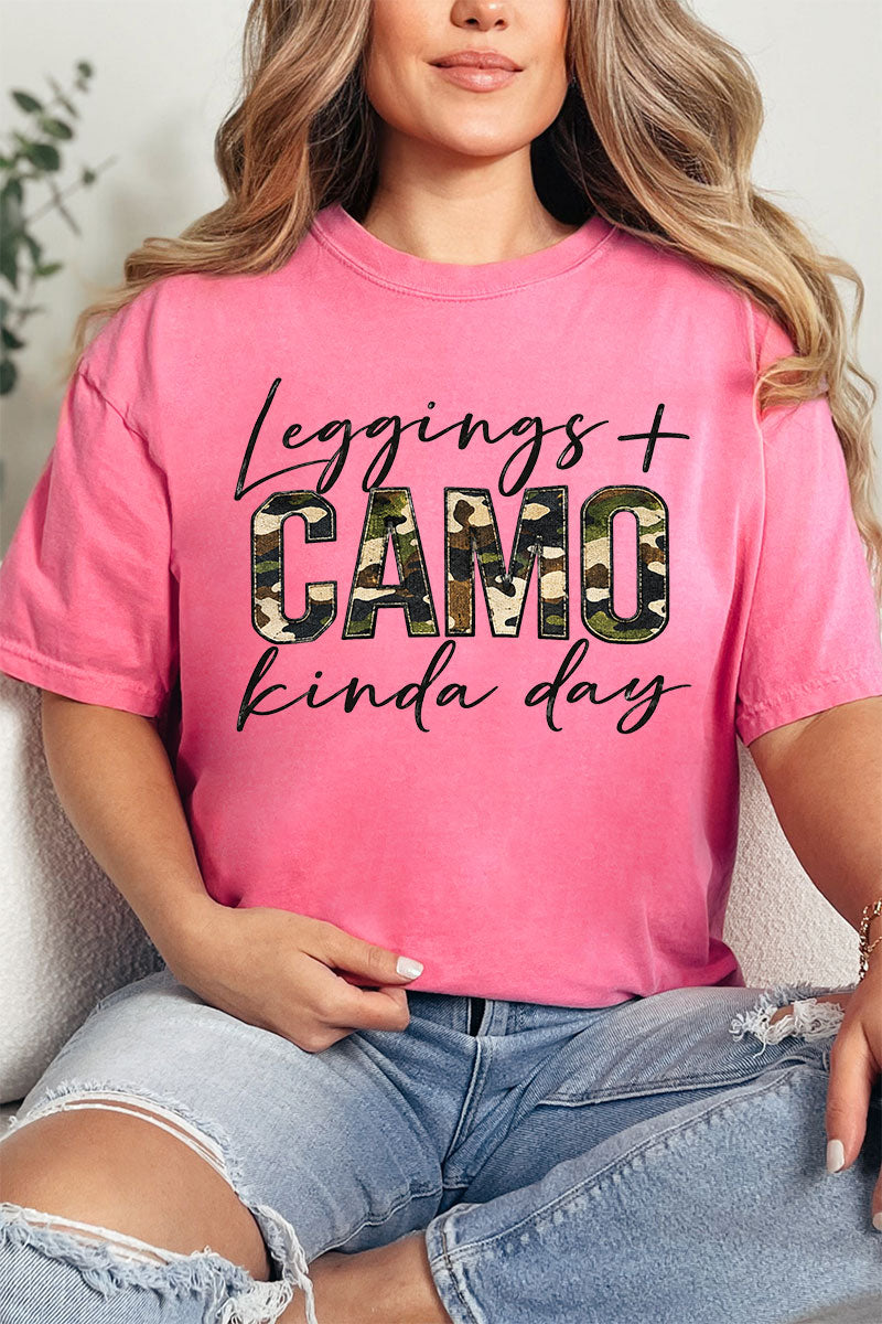 Leggings + Camo Kinda Day Comfort Colors Adult Ring-Spun Cotton Tee