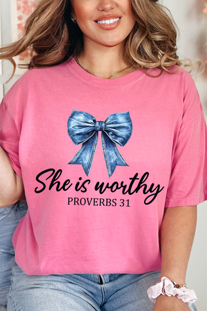 Blue Bow Worthy Comfort Colors Adult Ring-Spun Cotton Tee